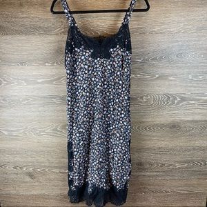 Rebecca Taylor Zelma Floral Silk Slip Dress with lace Size Small